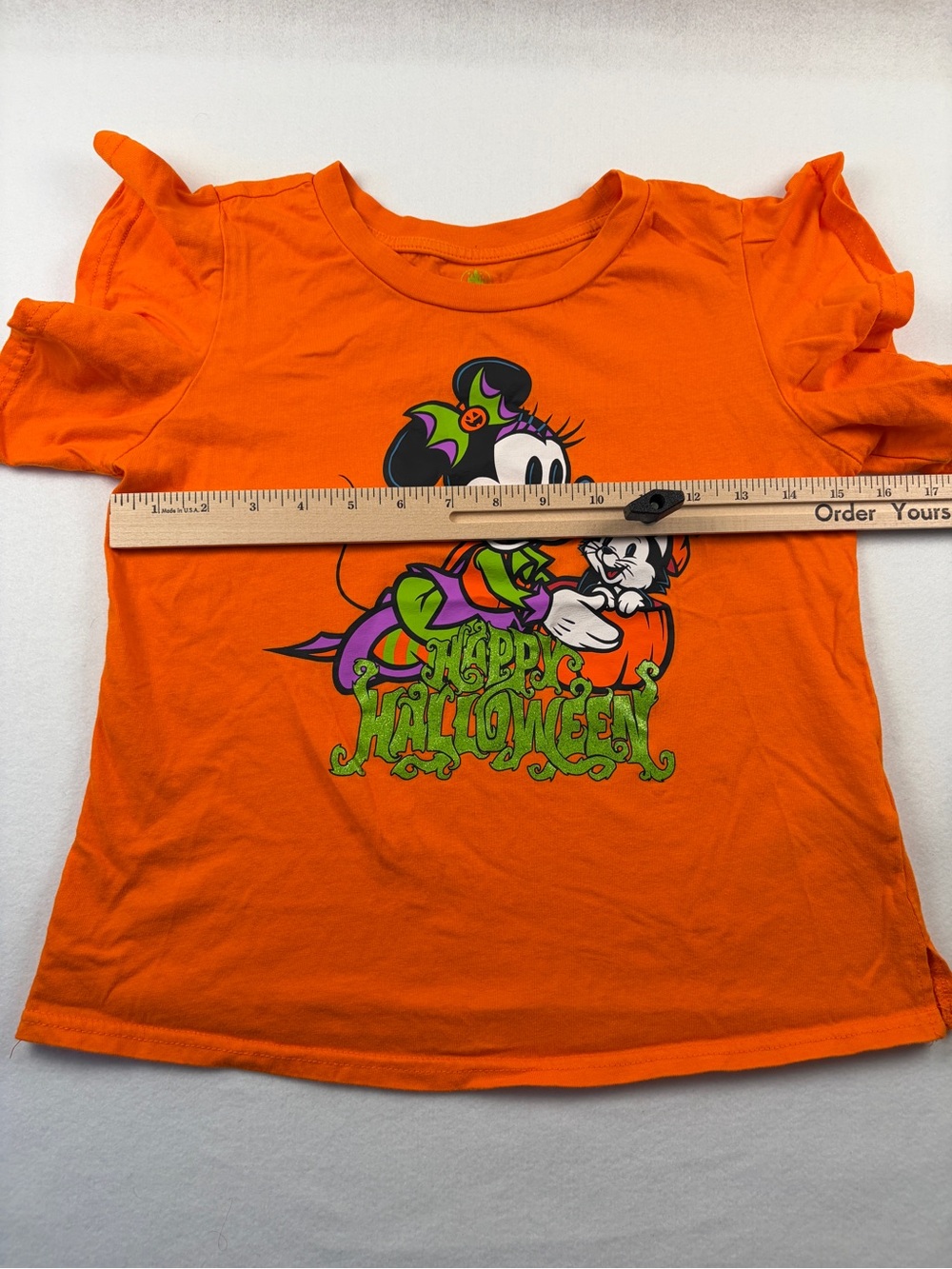 Disney Parks Happy Halloween Minnie Mouse Figaro Pumpkin Blouse Youth XL - Picture 5 of 8